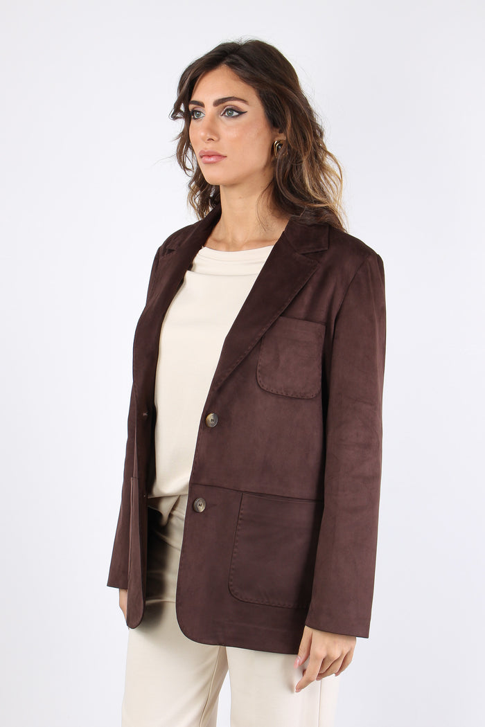 Giacca Over Scamosciata Moro-7