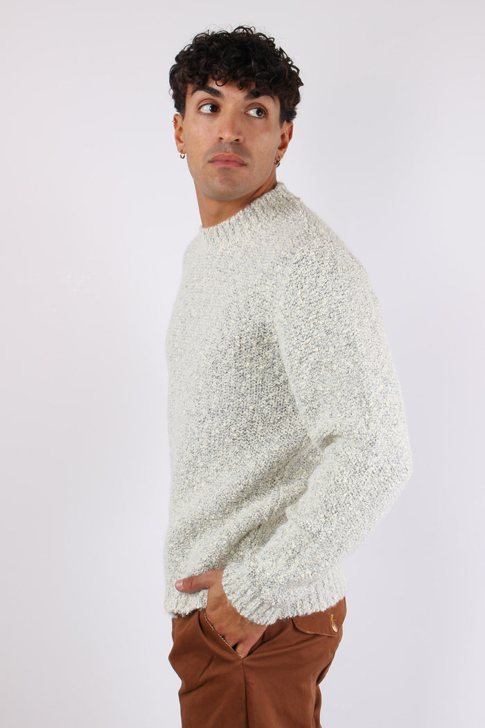 Maglia Girocollo Boucle Panna-6