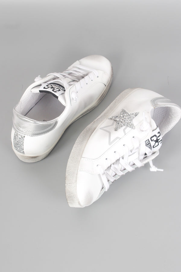 Sneaker One Star Glitter Bianco/argento-2