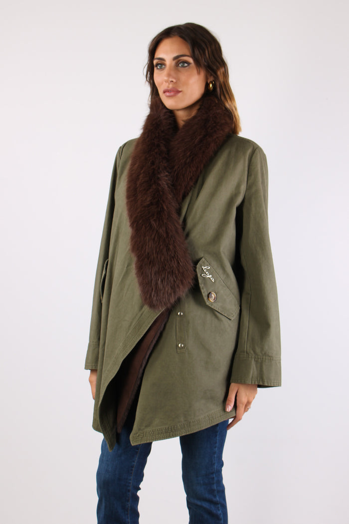 Parka Collo Pelliccia Verde Alpino-4