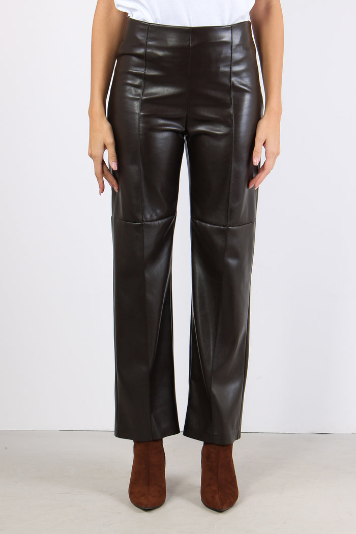 Pantalone Dritto Ecopelle Moro-2