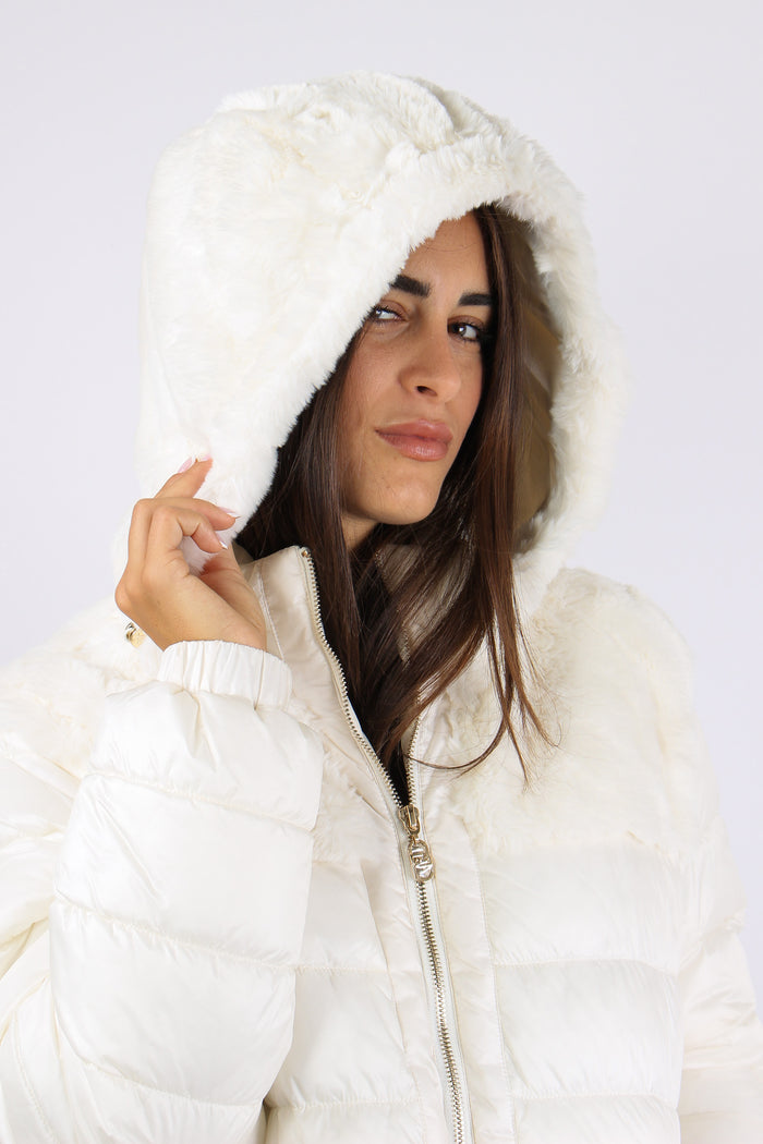 Giubbotto Bimateriale Inserto Bianco Latte-10