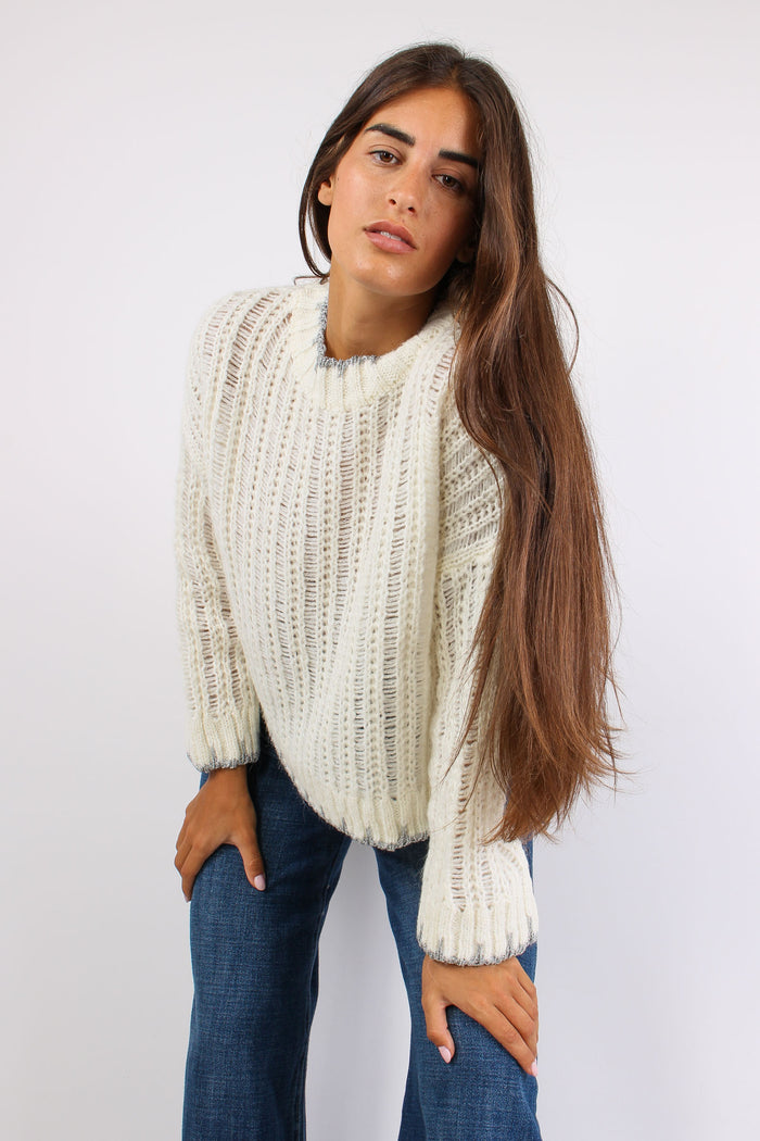 Jonan Maglia Traforata Banda L Latte-5