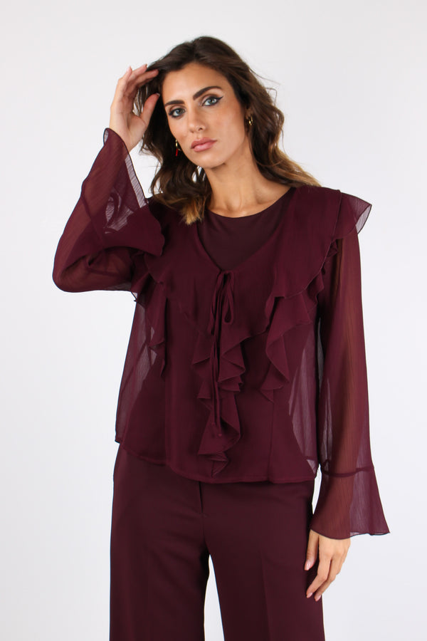 Camicia Rouge Crepe Bordeaux-2