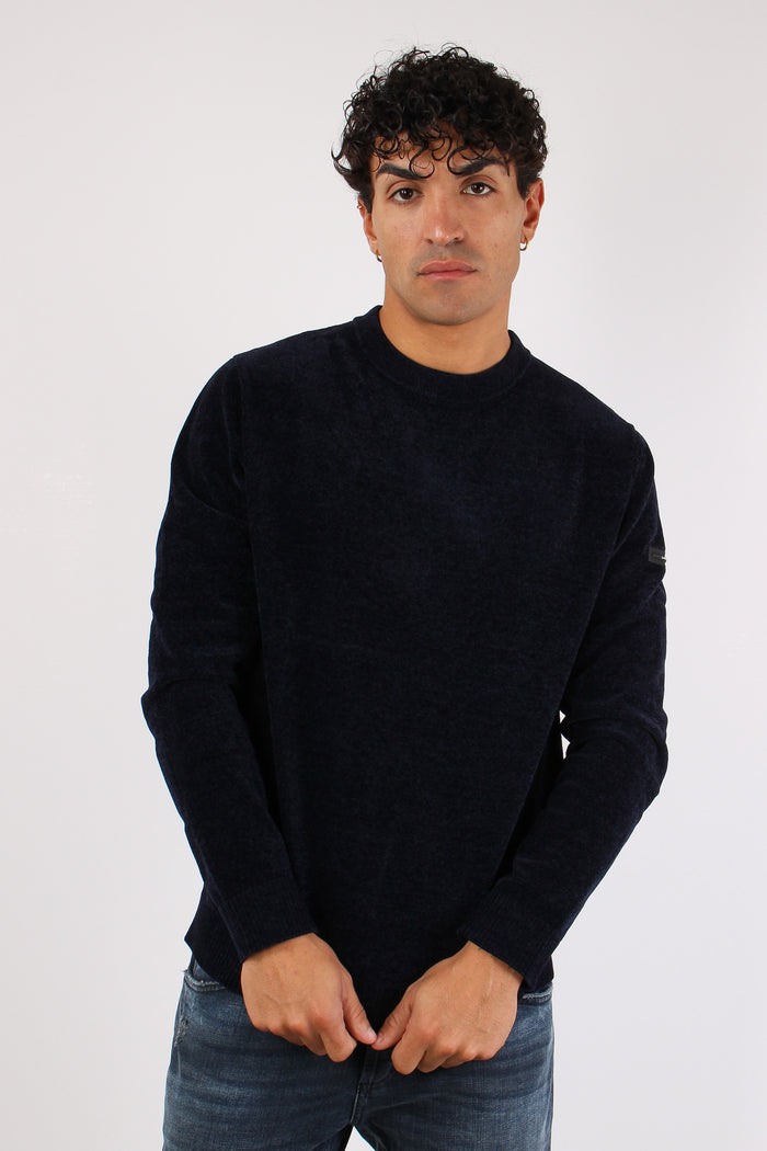 Maglia Girocollo Ciniglia Blu Navy-2