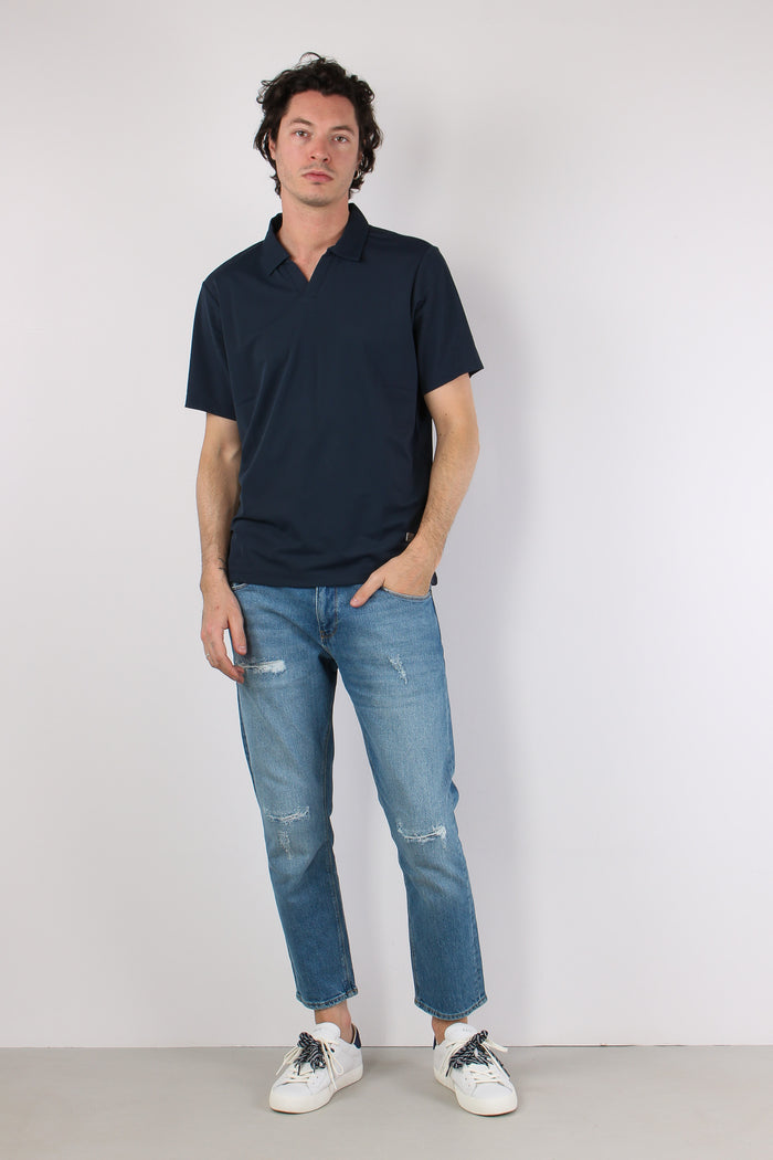 Polo Tessuto Tecnico Blu Navy-4