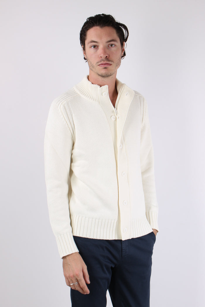 Cardigan Bottoni Cotone Optic White-6