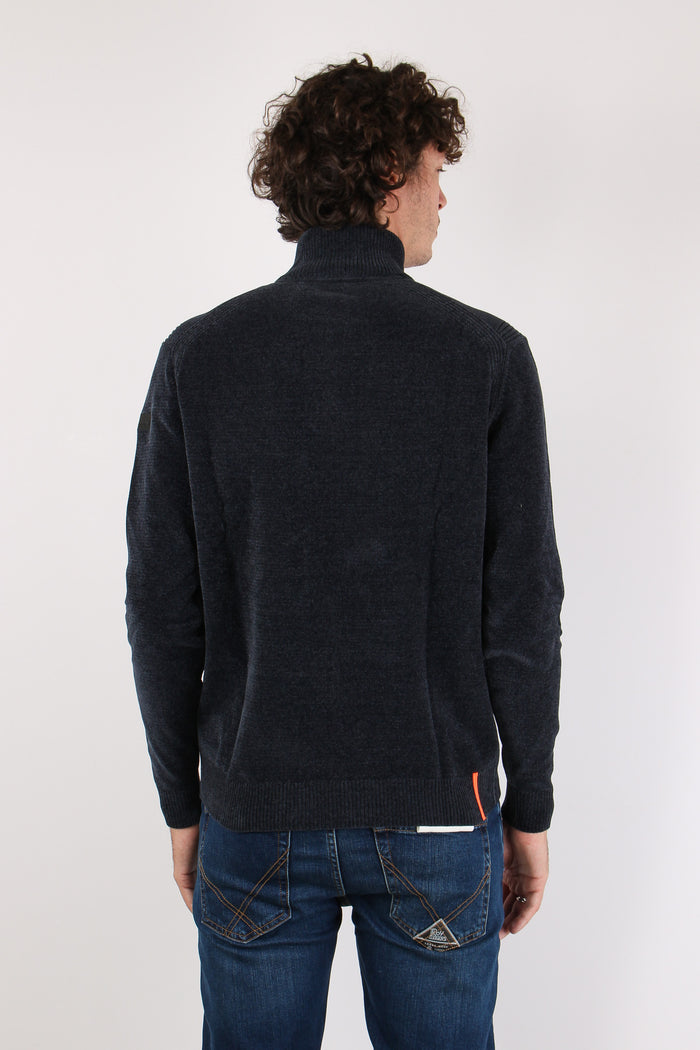 Maglia Mezza Zip Velluto Ultramarine Blue-5