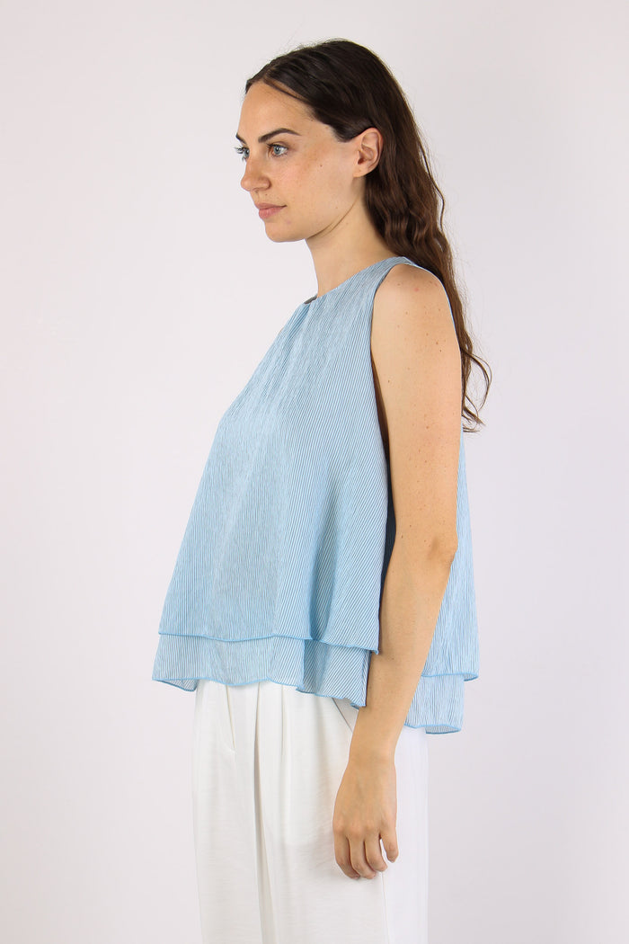 Top Doppiato Riga Viscosa Azzurro/nero-3