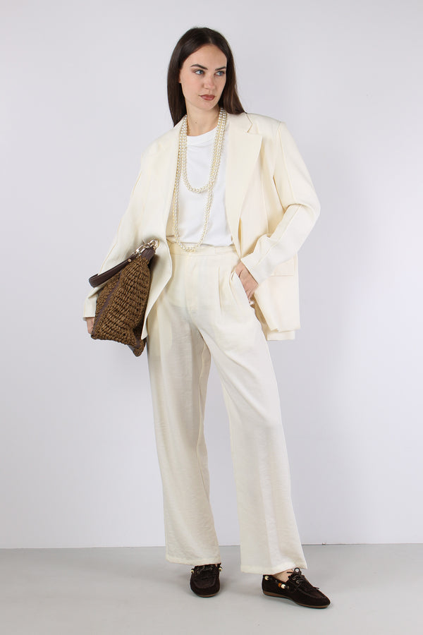 Giacca Spacchetti Tasche Applicate Panna