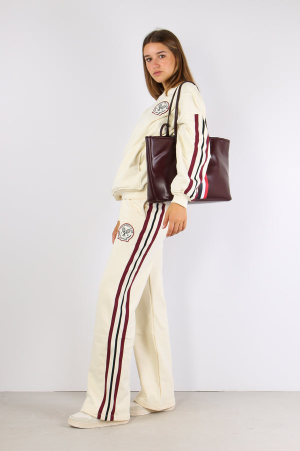 Pantalone Palazzo Banda Bianco Burro