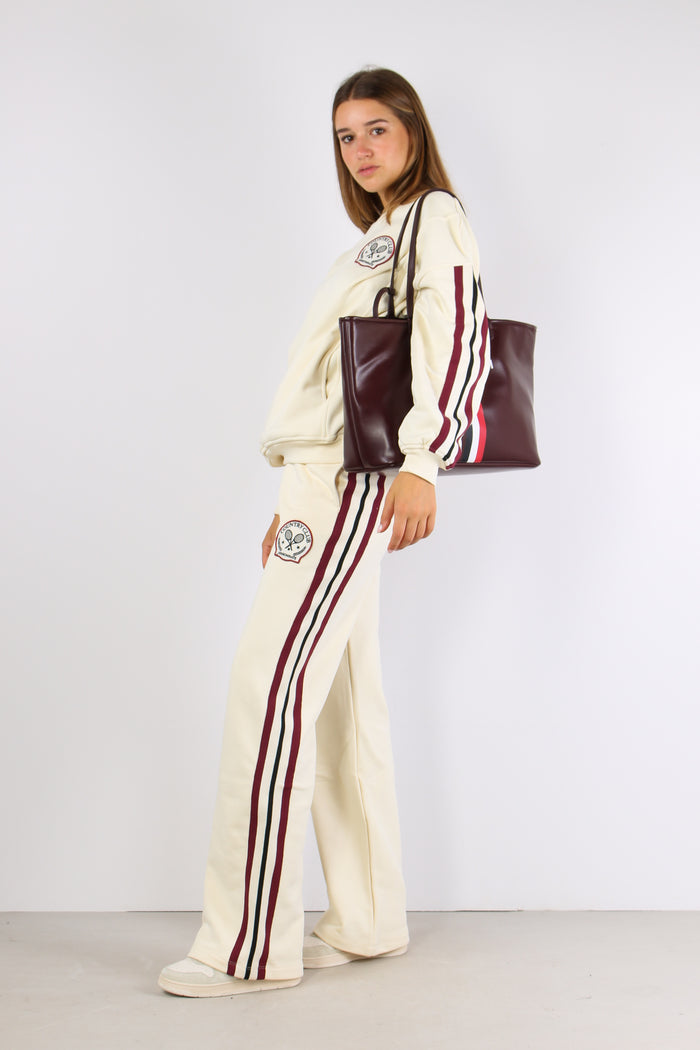 Pantalone Palazzo Banda Bianco Burro