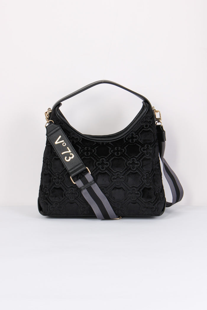 Cate Hobo Velluto Jacquard Nero/grigio-3