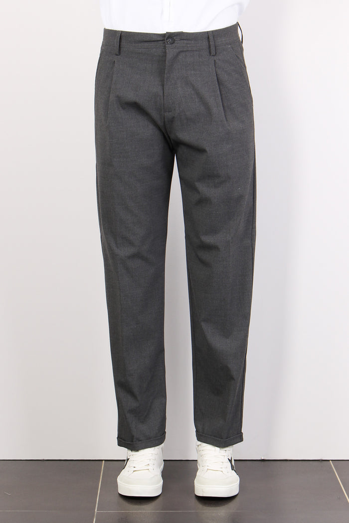 Mente Pantalone Dritto Pence Grigio-2