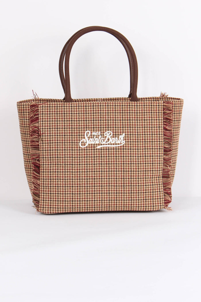 Borsa Tracolla Pied De Poule Rosso/beige-3