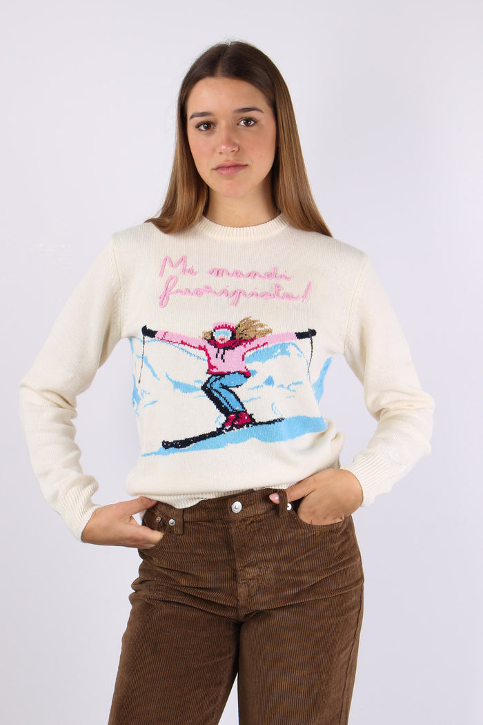 Girocollo Mi Mandi Fuori Pista Bianco-2