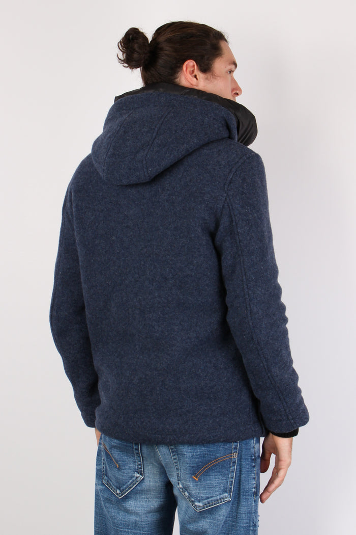 Cappotto Lana Boucle Navy Blue-3