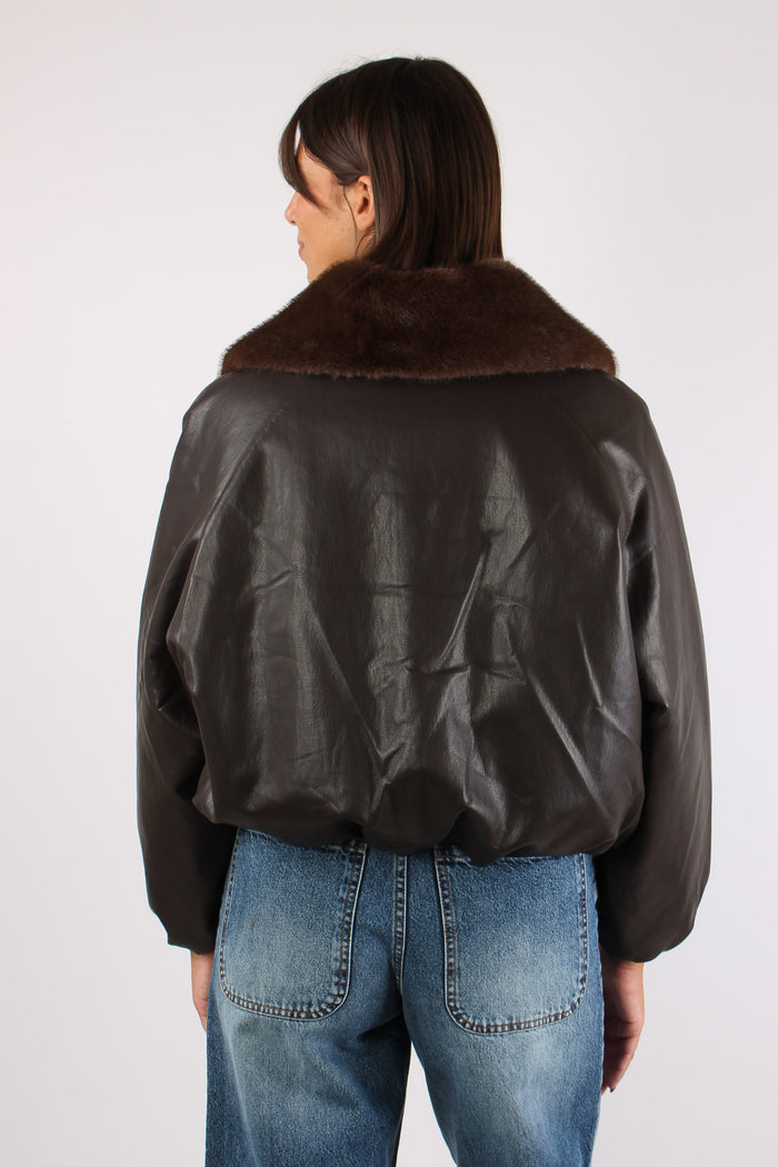 Bomber Ecopelle Pelo Moro-5