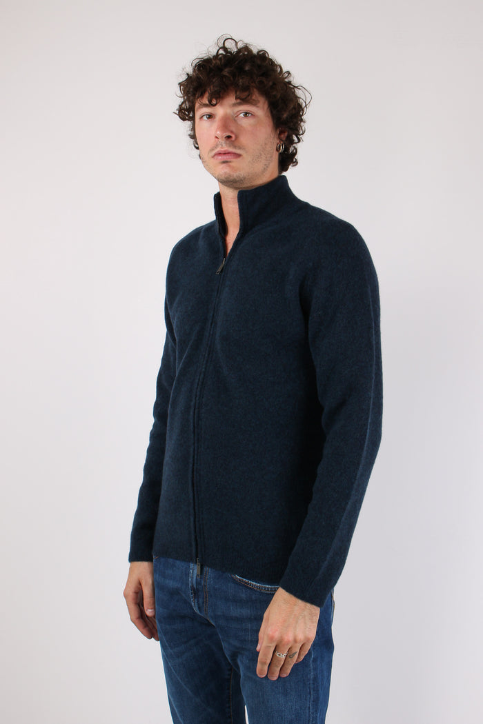 Full Zip Lana Merinos Blu-3