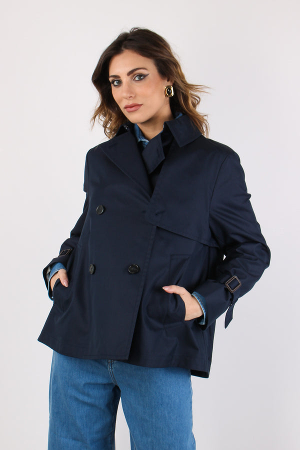 Wkdbiglia Trench Corto Blu-2