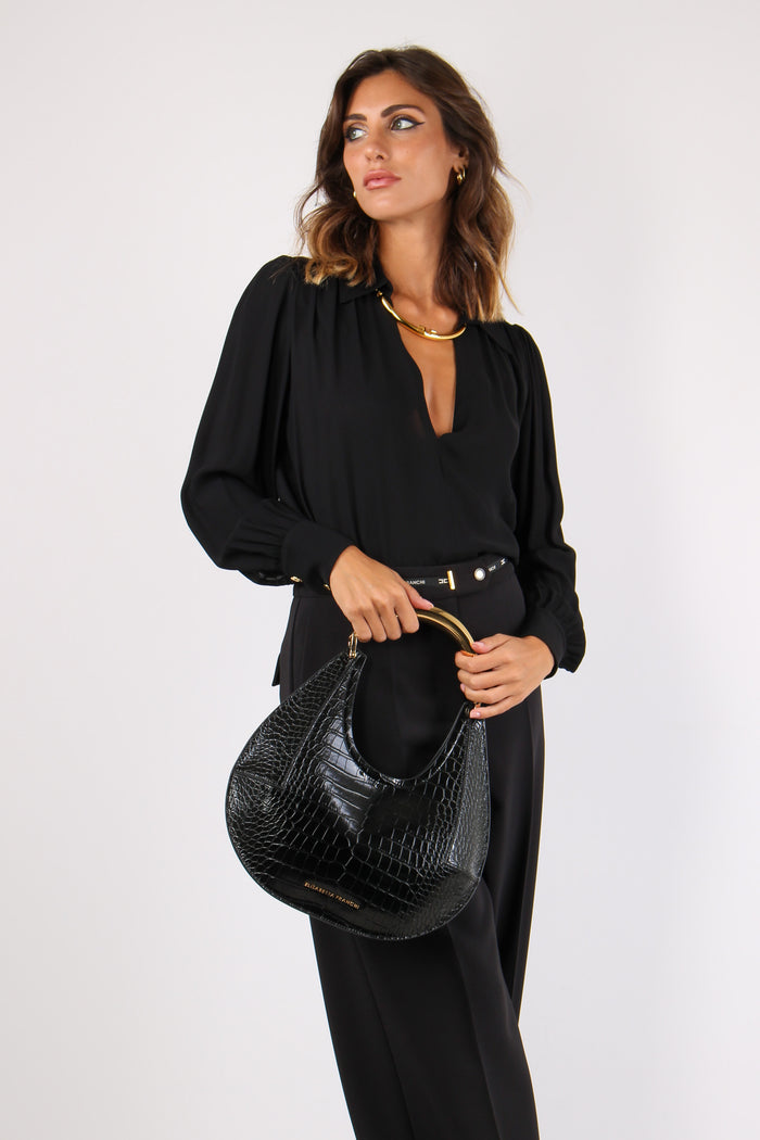 Camicia Collo Catena Nero-5