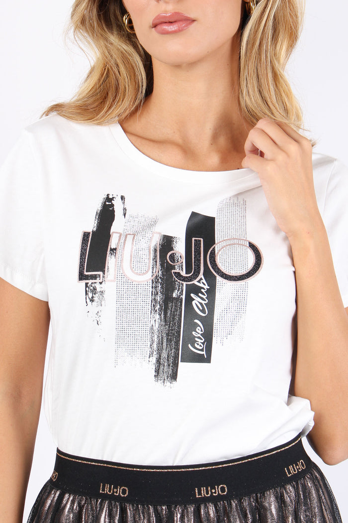 T-shirt Logo Strass White Sugar-5