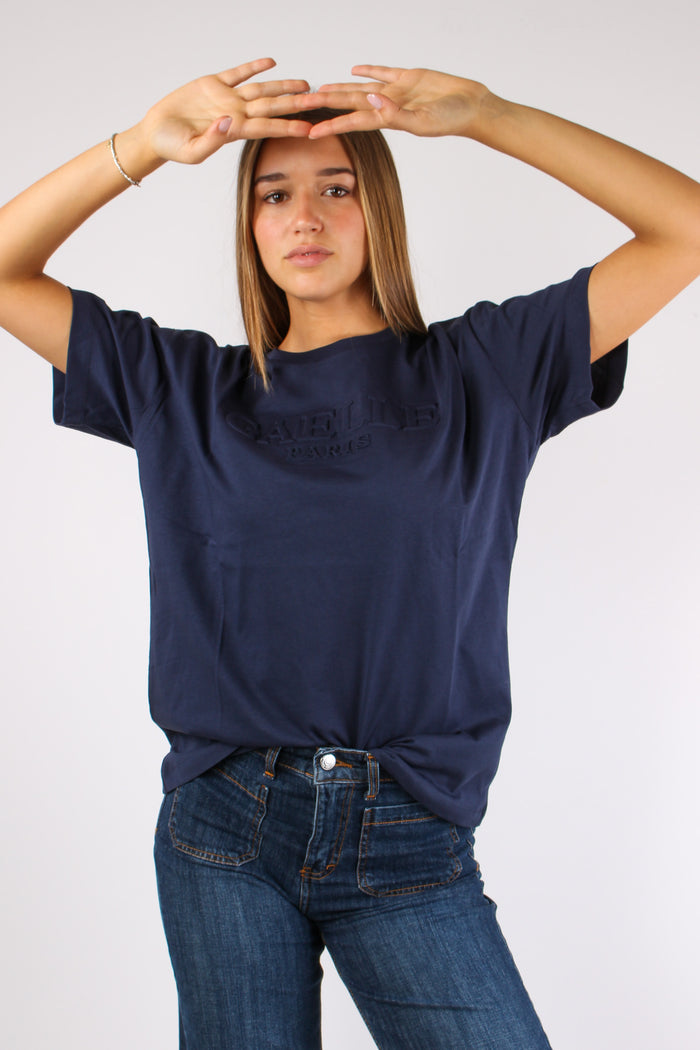 T-shirt Logo 3d Blu Scuro-2