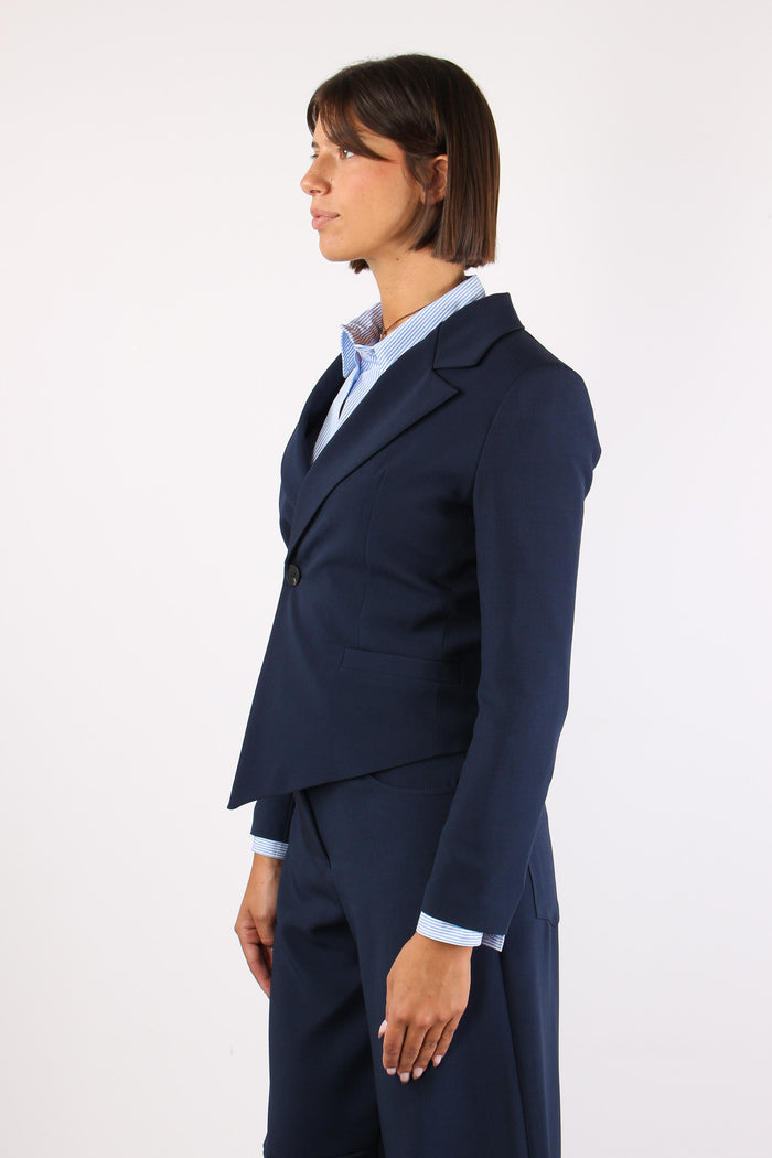 Giacca Corta Asimmetrica Blu-3