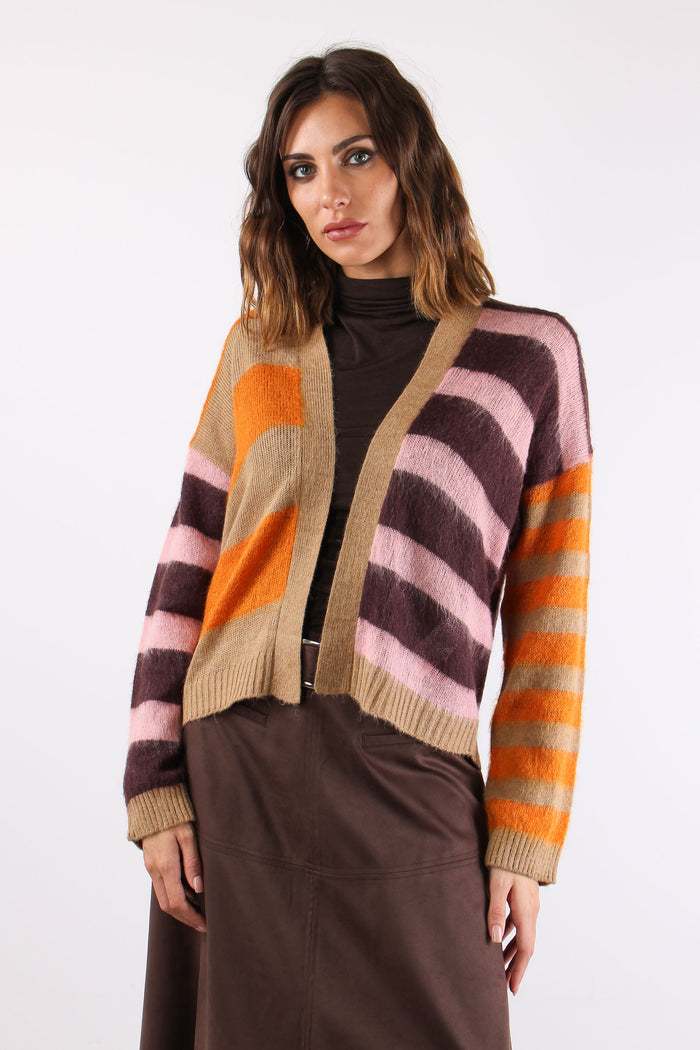 Cardigan Righe Candy Pink-3