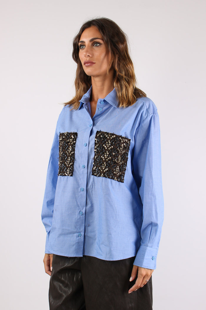 Camicia Tasche Paillettes Oxford-3