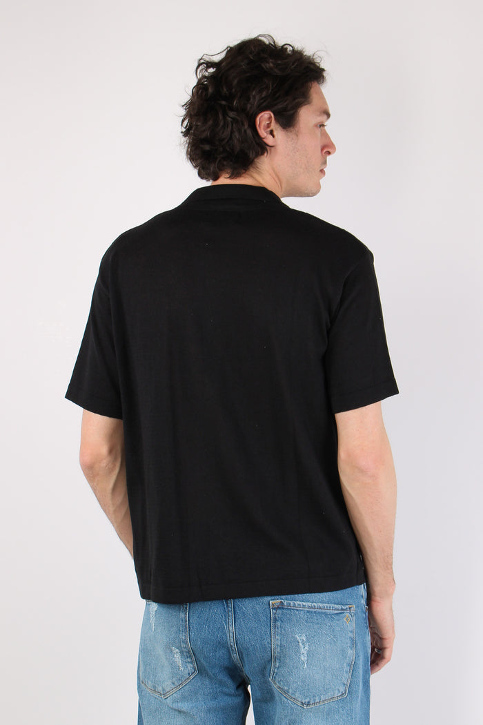 Camicia Lavorata Triangoli Nero-4