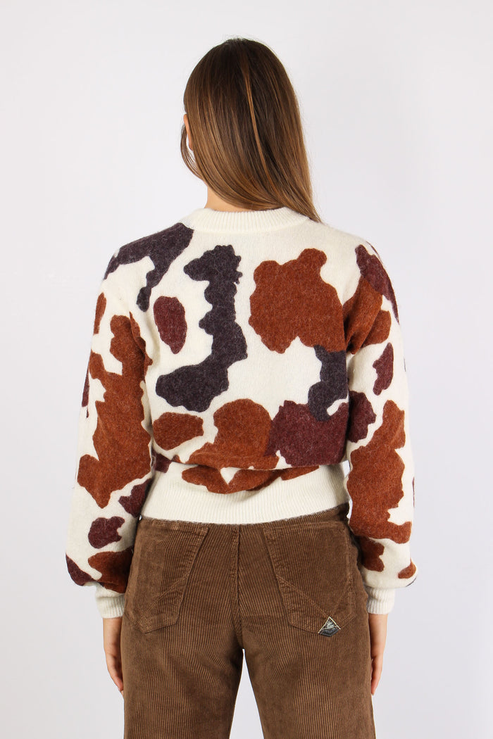 Maglia Stampa Cow Skin Panna-4