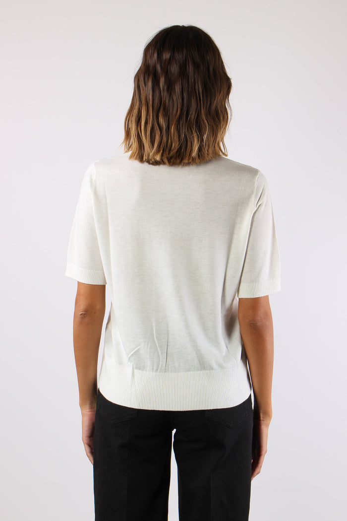 Maglia M/m Spacchetti Misto Lana Bianco-5