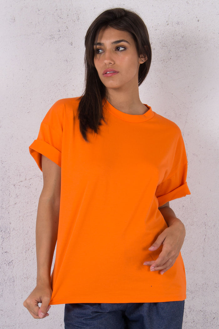 T-shirt Basica Over Arancio-4
