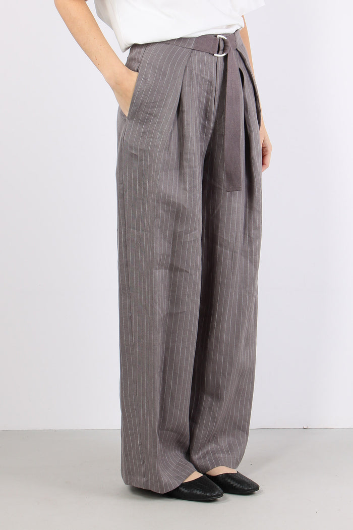 Pantalone Lino Gessato Grigio-5