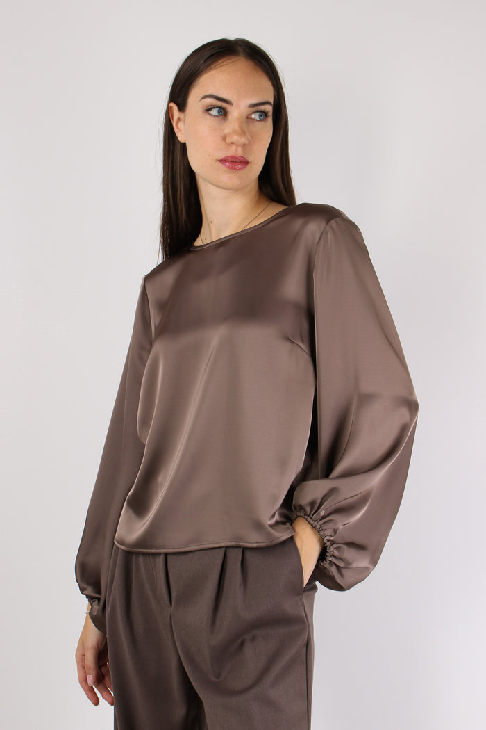 Blusa Effetto Raso Manica Pall Orzo-3