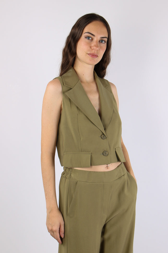 Gilet Cropped Misto Viscosa Salvia-7