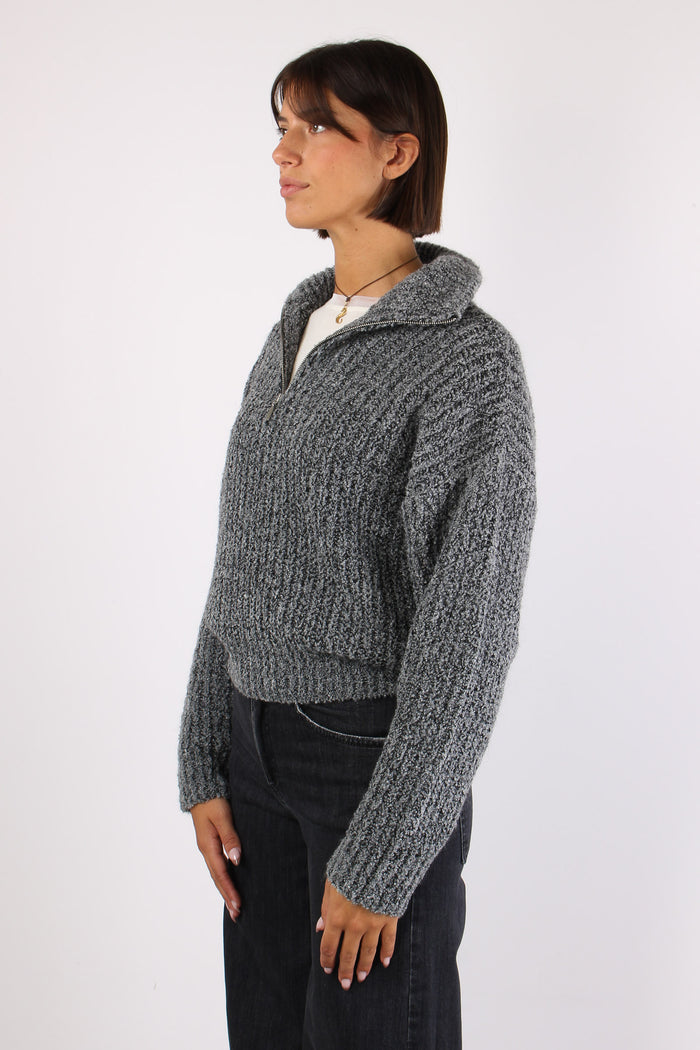 Maglia Mezza Zip Nero-4