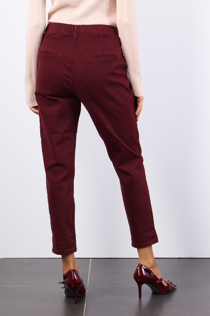 Pantalone Gabardina Elastico Bordeaux-4