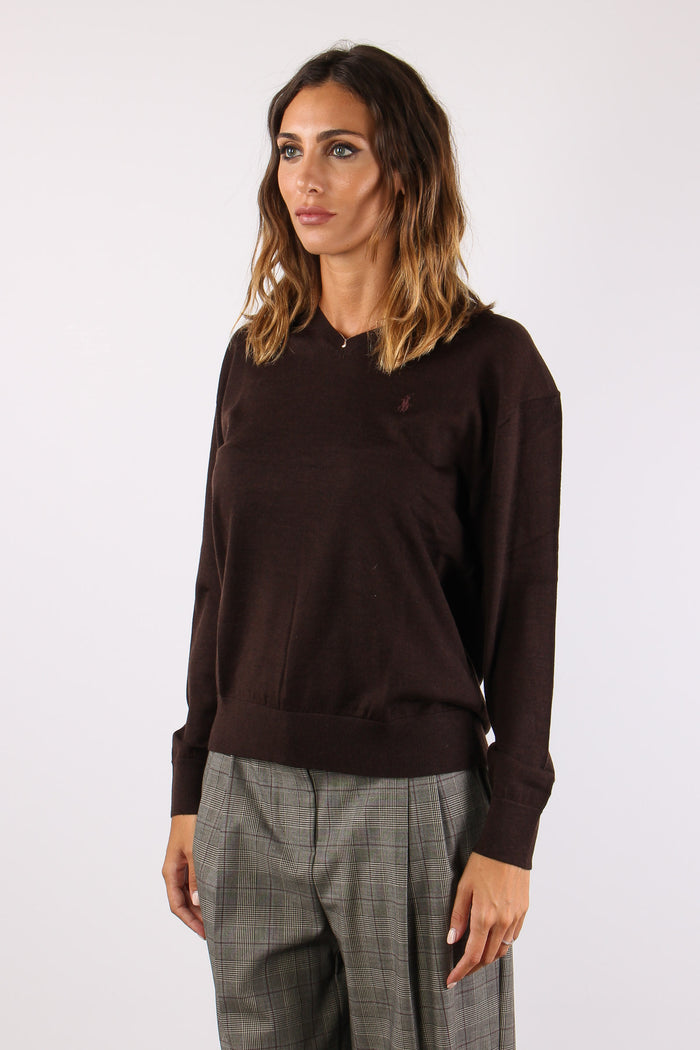 Maglia Scavo V  Lana Merinos Chocolate Melange-4