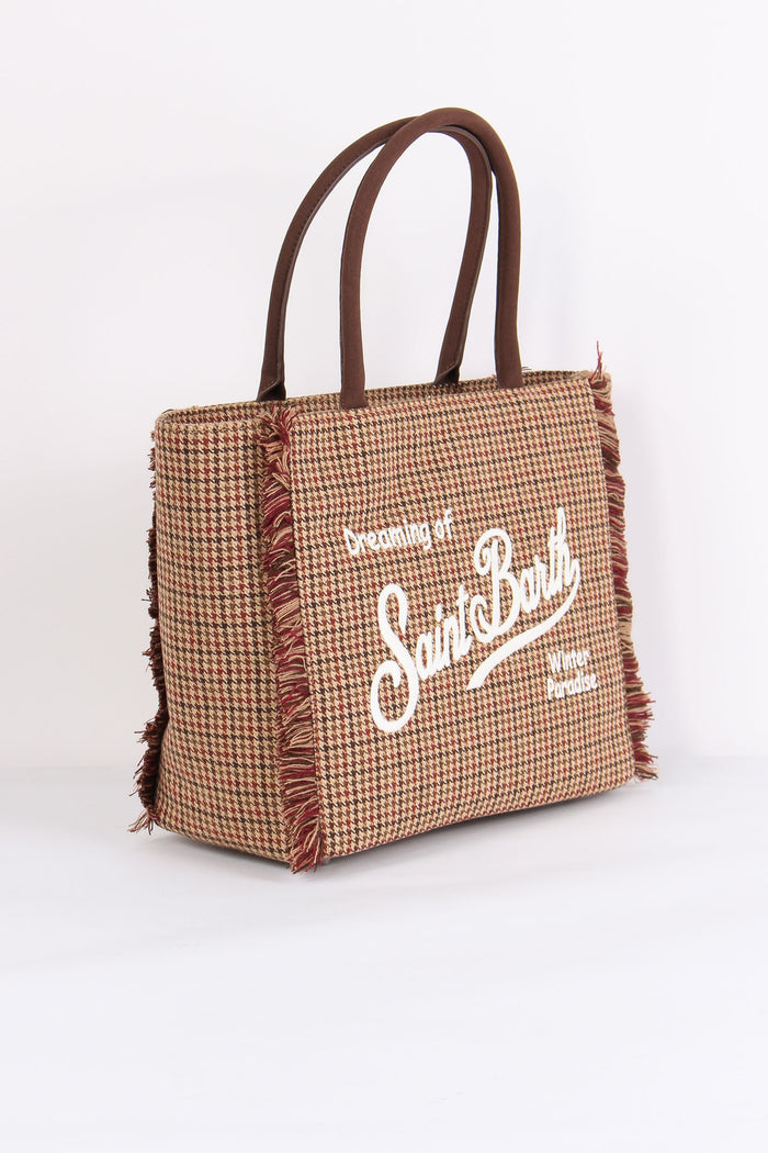 Borsa Tracolla Pied De Poule Rosso/beige-7