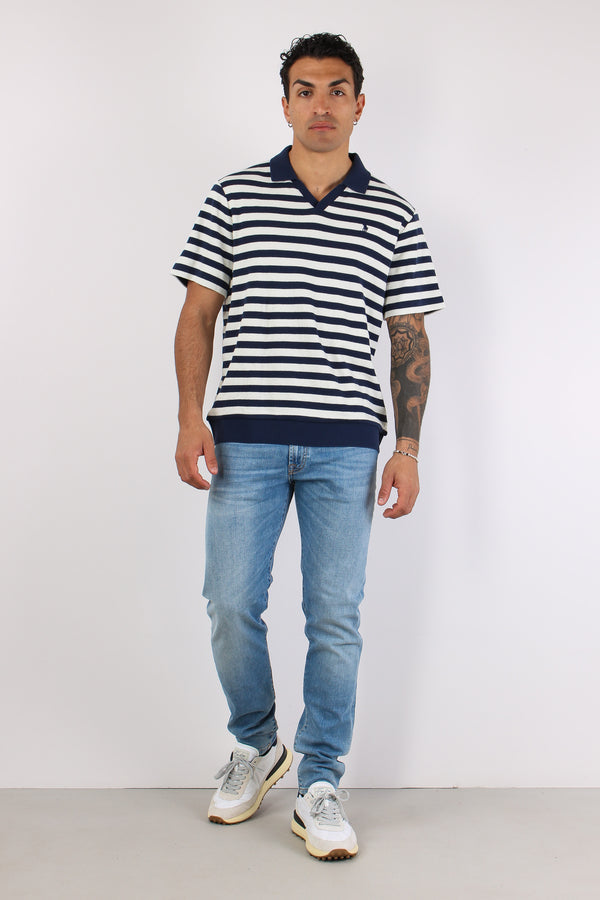 Polo In Maglia Riga Navy/cream-2
