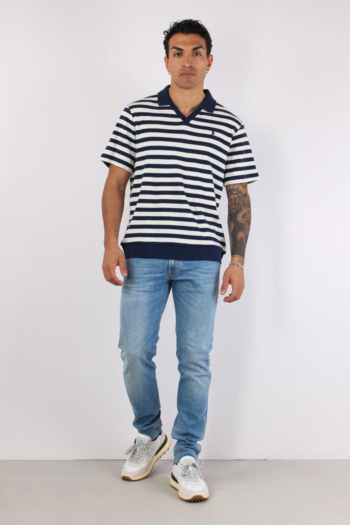 Polo In Maglia Riga Navy/cream-2