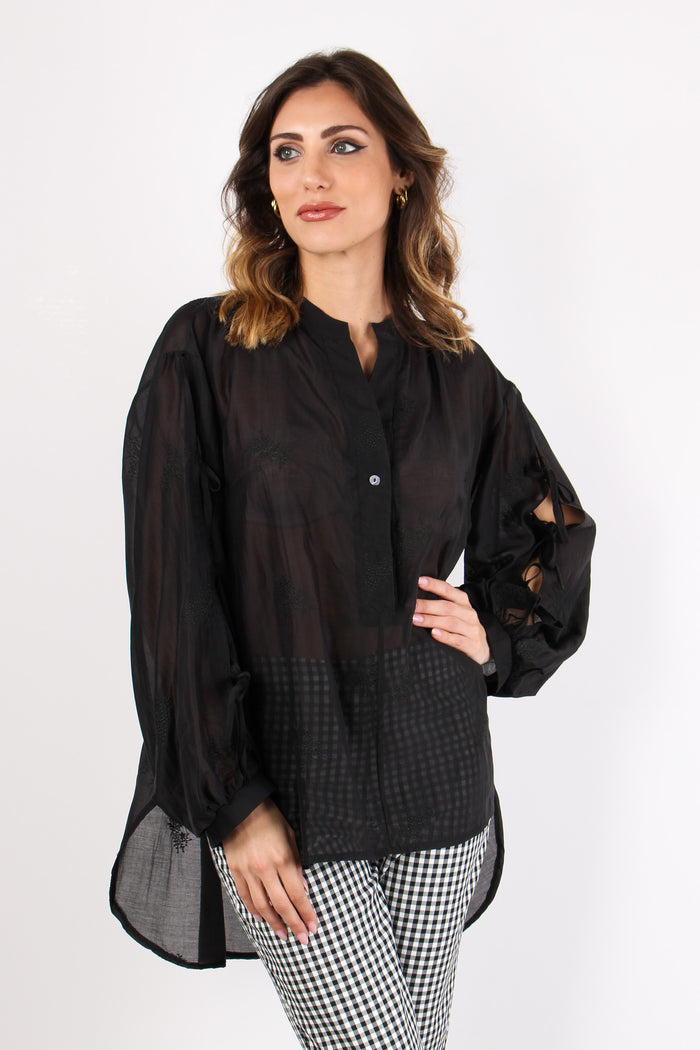 Camicia Mussola Fiocchi Nero-2