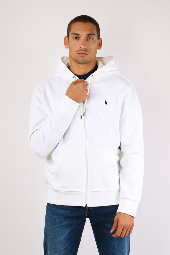 Felpa Tecnica Zip Cappuccio Double Knitwhite