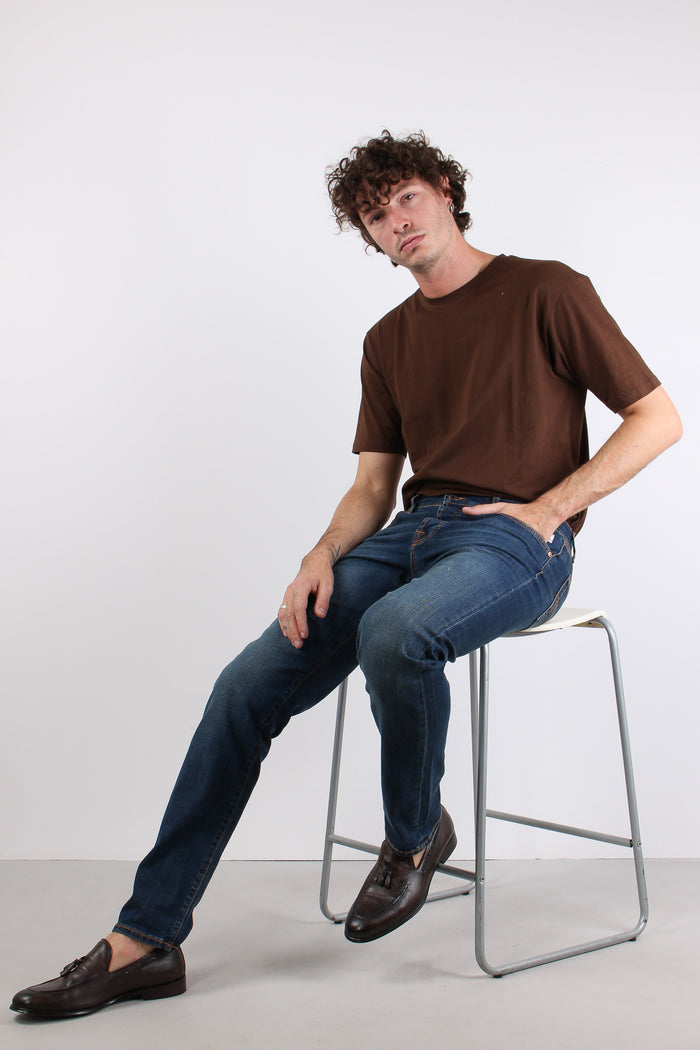 Denim Cuciture Contrasto Denim Scuro-6