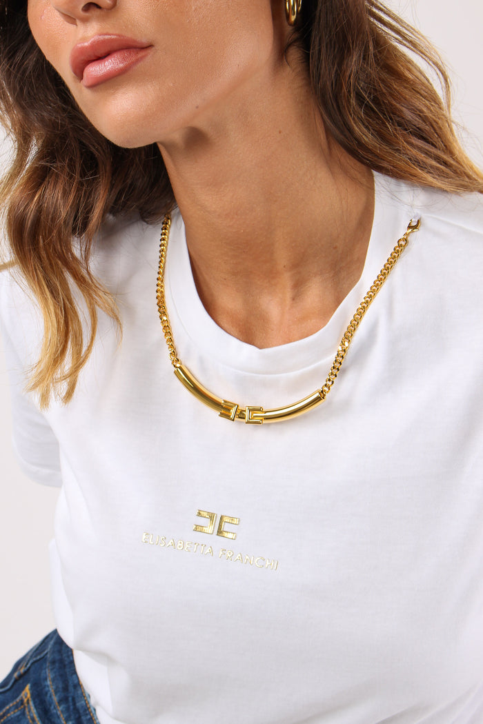 T-shirt Logo Catena Collo Gesso-10