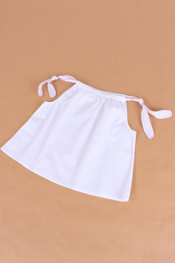 Top Fiocchi Spalla Profilo Con Bianco/rosa-4