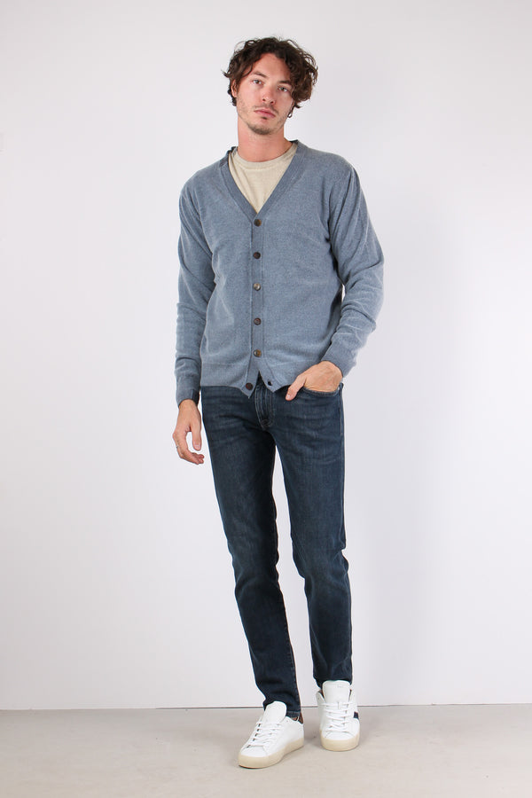 Cardigan Contrasto Fantasia Blu