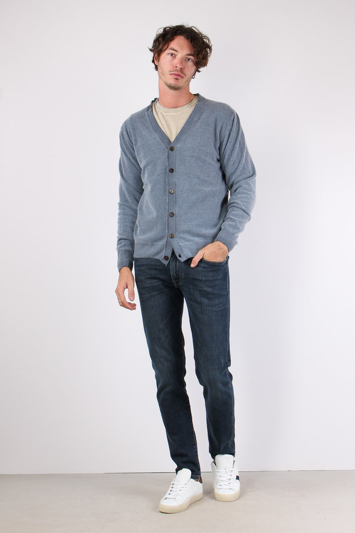 Cardigan Contrasto Fantasia Blu